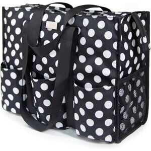 Utility Water Resistant Tote Bag with 13 Pockets, Top Zipper Closure